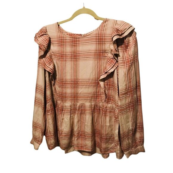 LOFT OUTLET BLOUSE plaid blouse.  Size medium. New‎ with tags. - Picture 1 of 9